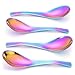 efoot Soup Spoon,4PCS Rainbow Spoon, Stainless Steel Soup Spoon Coffee Spoons Ice Cream Spoon Perfect for Home and Kitchen