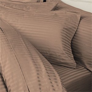 Egyptian Bedding 1200 Thread Count Queen Siberian Goose Down Comforter 8 PC 1200TC Bed in a Bag, Taupe Stripe 1200 TC