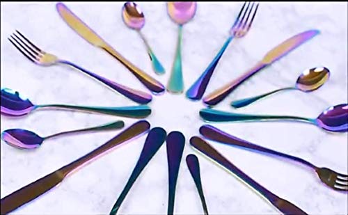 Lightahead 24pcs Rainbow colored Iridescent Stainless Steel Flatware Tableware Cutlery Set in attractive Black Gift Box (Multicolored) - Thumbnail 5