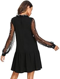 Verdusa - Vestido de mujer de malla con cuentas y cuello de corbata