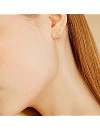 Milacolato - Juego de 6   12 pares de pendientes de tuerca de plata de ley 925   0.079   0.098 in de pequeña bola redonda de circonita cúbica   Juego de pendientes para mujeres y niñas