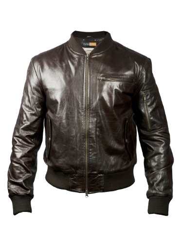 FE Mohair Men Dark Brown Real Bomber Goat Skin Leather Pilot Genuine Jacket - Stylish Pilot Coat