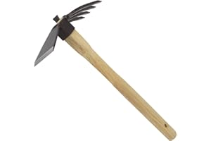 Zenport J607 Hoe/Fork Combo, 3.25-Inch Carbon Steel Blade Head and 4-Prong Fork, Natural