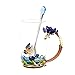 Daycindy Handmade Enamel Rose Teacup Black Tea Cup with Spoon Set (13oz, Rose Blue)