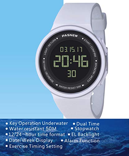 Pasnew Women Digital Watch for Women Watch Sports Watch Teenagers Watch with Alarm Light Waterproof Stopwatch Multi-Functional Wrist Watch