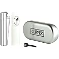 1X Clipper Metal Lighter(CP11) - Assorted Silver Color Bundles with KATZONE Silicone Protective Sleeve + Extra Flint System