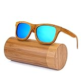 Ynport Mens/Womens Polarized Full Charcoal Bamboo Frame Classic Wooden Coated Sunglasses, Vintage Eyewear, Floating in Water