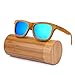Ynport Mens/Womens Polarized Full Charcoal Bamboo Frame Classic Wooden Coated Sunglasses, vintage Eyewear, Floating Wayfarer
