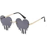 Melting Heart Sunglasses for Men/Women Rimless Irregular Party Unique Sun Glasses