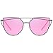 QINKY Womens Cat Eye Aviator Metal Frame Cross Bar Sunglasses with Mirror Flash Flat Lens - Choose Your Variation