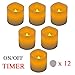 Set of 6 Flameless Candle with 12 CR2032 batteries,On-Off-Timer Switch Flickering Unscented Real Wax Battery Powered Decorative LED Candle 2” X 2”, Warm Light