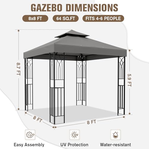 COOS BAY 8x8 Patio Gazebo with Corner Shelves, UV Protection & Dual-Layer Canopy image 16