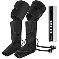 CINCOM Leg Air Compression Massager for Foot Calf Thigh Upgrade Leg Wraps with Portable Handheld Controller and 2 Extensions- 3 Modes & 3 Intensities (Black)