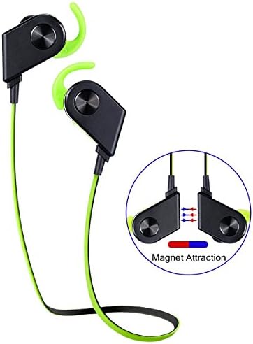 Ruida Magnetic Sweatproof Wireless Bluetooth 4.1 Earbuds Headphones with Microphone and Noise Cancelling - Green