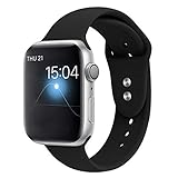 YOUKEX Sport Band Compatible with Apple Watch 38mm/40mm, Soft Silicone Strap Wristbands Replacement for iWatch Series 4/3/2/1 Women Men, (Black S/M)