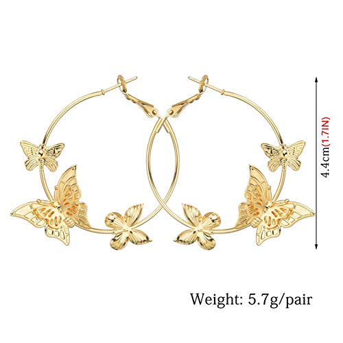 Earrings for Women, Women Butterfly Sweet Colorful Stud Earrings for Girls (Gold)