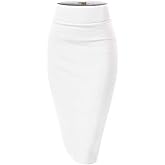Hybrid & Company Women's Premium Nylon Ponte Stretch High Waist Pencil Suit Skirt Below Knee