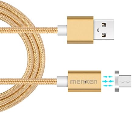 MENXEN USB Super Magnetic Cable， LED Display 2.4A Data Sync and Fast Charge 3.28ft Magnetic Charging Cable for Android, HTC, Samsung, Sony and More (Gold)