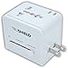 TruShield Universal WorldWide International All-in-One Travel Adapter Adaptor Wall Power Plug Charger, Dual USB Port, For USA UK EU AUS, With Black Stylish Pouch
