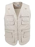 LUSI MADAM Men's Poplin Outdoors Travel Sports Pockets Vest US XL/Asia 4XL Off-White