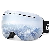 Gonex Oversized Ski Snow Goggles Anti-Fog UV Protection with Frameless Double Spherical Lens for Skiing Snowboard Skate Winter Sports+ Goggle Case(Silver Lens)