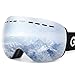 Gonex Professional Ski Goggles OTG Anti-fog Windproof UV Protection with Double Lens For Skiing Snowboard Skate Winter Sports+Goggle Case EVA Box Black Frame(Silver Lens)