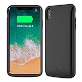 Moonmini Moonmini Battery Case Compatible with iPhone XS Max 2018, 5000mAh Rechargeable External Portable Battery Charger Pack Slim Extended Power Bank Backup Charging Protective Case for iPhone XS Max, Black, 6.5