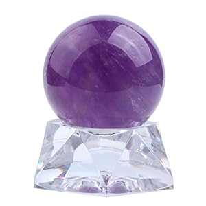 Jovivi 1.4″(35mm) Healing Amethyst Crystal Ball Gemstone Sphere Feng Shui Ornaments Figurine With Acrylic Stand for Meditation,Positive Energy,Living Room Home Desk Decoration