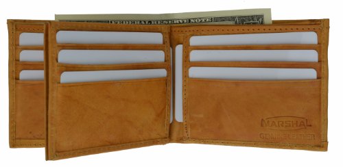 Marshal Men's Genuine Leather Multi Pocket Wallet (Tan)