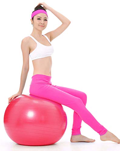 Fourheart Exercise Ball,Anti-Burst Slip-Resistant Extra Thick Balance Stability Yoga Ball(45-85cm),Supports 2000lbs with Quick Foot Pump,Perfect for Home Gym Core Strength Yoga Fitness (Pink, 45cm)