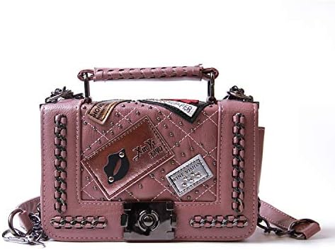 Women Cross Body Shoulder Purse Rivet Chain Bag PU Leather Message Handbags