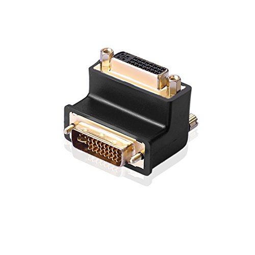 SIENOC DVI-I 24-5 Pin Male to DVI-I 24-5 Pin Female Dual Link 90 Degree Adapter