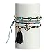 MHZ JEWELS Women Turquoise Bead Bohemian Multilayer Bracelet Woven Rope Bell Tree Life Charm Bracelet Set of 4