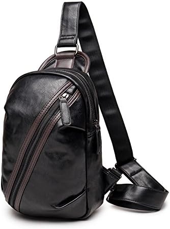 iVotre PU Leather Shoulder Bag for Men Large Capacity Unbalance Cross Body Bag Functional Messenger Shoulder Sachel for Traveling, business Chest Bag