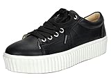 TOETOS Women's Black White Platform Sneakers Shoes