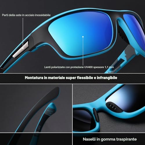 Perfectmiaoxuan Polarized Sunglasses for Men Women Cycling Mountain Hiking Driving Fishing Climbing Sports Lanyard Night Anti-Glare Driving