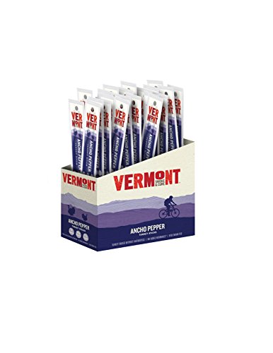 Vermont Smoke & Cure Meat Sticks - Antibiotic Free Turkey Sticks - Gluten-Free Snack - Paleo and Keto Friendly - Nitrate Free - Ancho Pepper - 1oz Stick - 24 Count