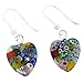 GlassOfVenice Murano Glass Millefiori Heart Earrings - Silver