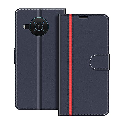 COODIO Coque en Cuir Nokia X20 5G, Étui Téléphone Nokia X20 5G, Housse Pochette Nokia X20 5G Fonction Stand Etui Coque pour Nokia X20 5G, Bleu Foncé/Rouge