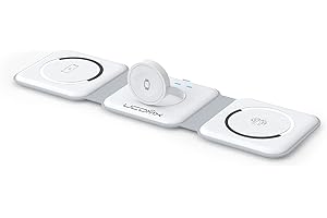 UCOMX Nano 3 in 1 Wireless Charger for iPhone,Magnetic Foldable 3 in 1 Charging Station,Travel Charger for Multple Devices for iPhone 15/14/13/12 Series,AirPods Pro,iWatch(Adapter Included)