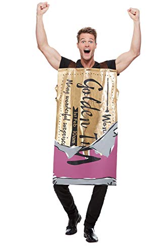 Smiffys 61024 Officially Licensed Roald Dahl Winning Wonka Bar Costume, Unisex Adult, Purple, One Size