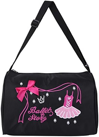 iEFiEL Girls New School Year Ballerina Duffel Bag Ballet Dance Hand Bag Shoulder Bag Zipper Closure Black One Size