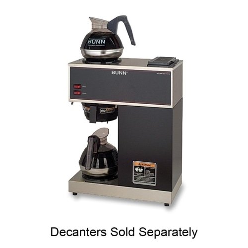 BUNN® Pour-O-Matic Two-Burner Pour-Over Coffee Brewer, Stainless Steel, Black