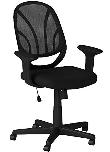 Flash Furniture Y-GO Office Chair Mid-Back Black Mesh Swivel Task Office Chair with Arms