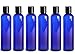 8 oz Empty Cobalt Blue Plastic Cosmo Squeeze Bottles with Disc Top Flip Cap (6 pack); BPA-Free Containers For Shampoo, Lotions, Liquid Body Soap, Creams (8 ounce, Blue)