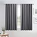 PONY DANCE Blackout Curtains for Bedroom/Living Room - 54 Inches Long Curtain Drapes with Back Loops Rod Pocket Design Thermal Insulated Privacy Protect Energy Saving, 52 W x 54 L, Dark Gray, 1 Pair