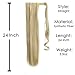 Ponytail Extension Wrap Around 18″ 24″ Synthetic Drawstring Hair Piece Clip in Hair extensions Bleach Blondethumb 2