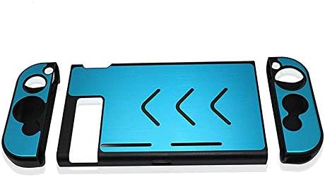 Eternal Trade Protective Slim Switch Case Skin Cover Aluminum Anti-scratch Dustproof Hard Shell with 2 Joy Con Grip Caps for Nintendo Switch Console - Blue [video game]