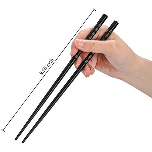 10 Pairs Fiberglass Chopsticks, Briout Reusable Chopsticks Black