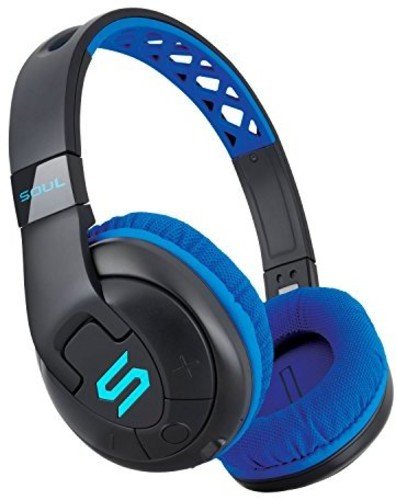 SOUL Electronics X-TRA Performance Bluetooth 4.0 Wireless Over-Ear Headphones for Sports. 24 Hours Playtime for Running and Workout and Gym. Support Apple iPhone and Android – Blue